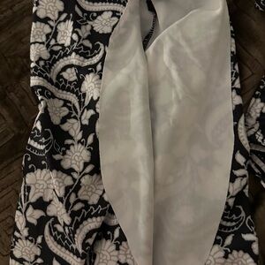 Tahari Black and White Floral Bikini with a wrap